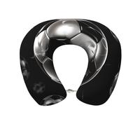 Anceky Soccer Black Travel Pillow Neck Rest Soft Comfortable Memory Foam Travel Neck Pillow U-Shaped Sleeping Rest Cushion Travel Accessories for Airplane Car and Office