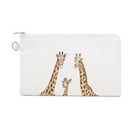 Anceky Soft Clutch Wallet, Women Handbag Canvas Zipper Makeup Bag Holder Purse for Credit Coin Bills Crash 7.4x4.6 in Print Brown Adult Giraffe and Giraffe Family On White