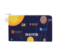 Anceky Soft Clutch Wallet, Women Handbag Canvas Zipper Makeup Bag Holder Purse for Credit Coin Bills Crash 7.4x4.6 in Print Galaxy Space Seamless Colorful Planets Stars Comets on Black