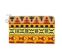 Anceky Soft Clutch Wallet, Women Handbag Canvas Zipper Makeup Bag Holder Purse for Credit Coin Bills Crash 7.4x4.6 in Print Orange Ethnic African Theme Tribal Border Traditional Maori Décor