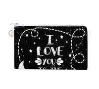 Anceky Soft Clutch Wallet, Women Handbag Canvas Zipper Makeup Bag Holder Purse for Credit Coin Bills Crash 7.4x4.6 in Print Valentine's Day I Love You to The Moon and Back Rocket Crescent Moon