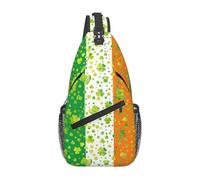 Anceky St. Patrick'S Day Clover Leaves On Irish Flag Crossbody Sling Backpack For Women Men, Fashion Adjustable Lucky Clover Chest Bag Green Shoulder Bag Sling Bag For Sport Travel Hiking Daypack
