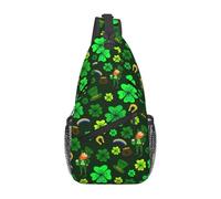 Anceky St. Patrick'S Day Green Leprechaun With Clover Crossbody Sling Backpack For Women Men, Fashion Adjustable Lucky Clover Chest Bag Green Shoulder Bag Sling Bag For Sport Travel Hiking Daypack
