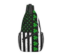 Anceky St. Patrick'S Day Irish Clover American Flag Crossbody Sling Bag For Women Men Adjustable Chest Bag Irish Green Clover Shoulder Bag Sling Backpack Daypack For Sport Travel Hiking