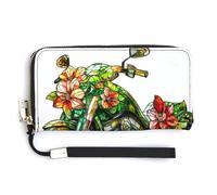Anceky Stained Glass Green Motorcycle PU Leather Clutch Long Bifold Wallet, Coin Purse Credit Pass Case, Durable Card-Holder Money Storage for Women Men