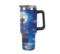Anceky Steamship Moon 40 Oz Tumbler with Handle Travel Coffee Mug Large Capacity Cars Cup Black-Style