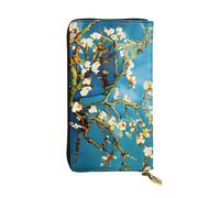 Anceky Stylish Almond Blossom Print Womens Long Wallet Purse, Large Capacity Pu Leather Purses with Multiple Card Slots, Phone Card Holder, Clutch Case, Credit, Coin, and Bill Organizer