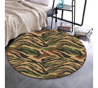 Anceky Stylish Indoor Round Rug Soft Absorbent Carpet, 36 in | Multipurpose, Army Military Camouflage Vietnam Tiger Stripe Camo, Decor Mat for Office Playroom Indoor and Outdoor