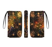 Anceky Stylish Wallet for Women, Waterproof Long Purse Sacred Zodiac Symbol Magic Occult Credit Card Holder Zipper Wallet with Multiple Card Slots