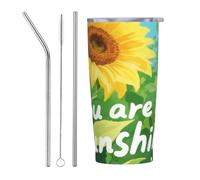 Anceky Sunflower Butterfly You are My Sunshine 20 Oz Stainless Steel Travel Mug Vacuum Insulated Tumbler Coffee Mugs for Car Office Gym