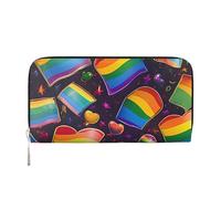 Anceky The Proud LGBT Rainbow Flag Wallets PU Leather Wallet for Women Men Zipper Credit Card Purse Long Clutch Purse