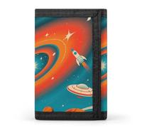 Anceky Tri-Fold Wallet with 8 Card Slots & Money Clip - Science Fiction Galaxy Space Slim Compact Wallet for Men & Women