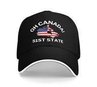 Anceky Trump Oh Canada Hat Donald J. Trump Quote 51st State Canada Americau2019s 51st State of USA Map Trucker Baseball Cap Black