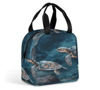 Anceky Turtle Swimming in The Sea Cooler Bag Heavy Duty Lunch Box Soft Leakproof Insulated Tote with Zipper Large Capacity Reusable Lunch Bag Adult Lunchbox for Work Picnic Camping Outdoor