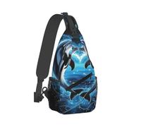 Anceky Two Dolphins Leaping Together Heart Shapes Backpack Travel Hiking Daypack Chest Bags Crossbody Shoulder Bag