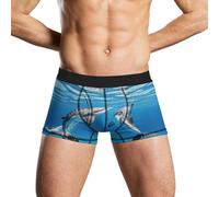 Anceky Two Dolphins Men's Underwear Breathable Moisture-Wicking Boxer Brief Lightweight Underwear for Men