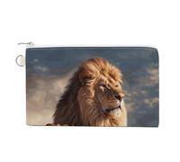 Anceky Two Lions Wallet for Men Women Canvas Coin Purse Zippered Change Holder with Secure Closure