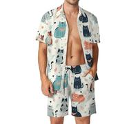 Anceky Tyrannosaurus-Rex Print Men's Button-Up Shirt Hawaiian Shirt Party Beach Shorts