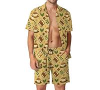 Anceky Tyrannosaurus-Rex Print Men's Button-Up Shirt Hawaiian Shirt Party Beach Shorts
