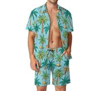 Anceky Tyrannosaurus-Rex Print Men's Button-Up Shirt Hawaiian Shirt Party Beach Shorts