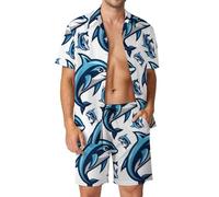 Anceky Tyrannosaurus-Rex Print Men's Button-Up Shirt Hawaiian Shirt Party Beach Shorts