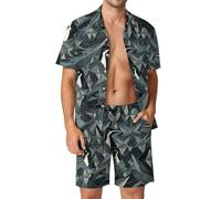 Anceky Tyrannosaurus-Rex Print Men's Button-Up Shirt Hawaiian Shirt Party Beach Shorts