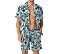Anceky Tyrannosaurus-Rex Print Men's Button-Up Shirt Hawaiian Shirt Party Beach Shorts