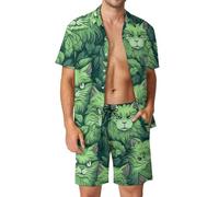 Anceky Tyrannosaurus-Rex Print Men's Button-Up Shirt Hawaiian Shirt Party Beach Shorts
