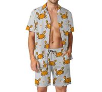 Anceky Tyrannosaurus-Rex Print Men's Button-Up Shirt Hawaiian Shirt Party Beach Shorts