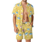 Anceky Tyrannosaurus-Rex Print Men's Button-Up Shirt Hawaiian Shirt Party Beach Shorts