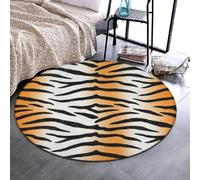 Anceky Universal Round Flannel Mat Non Slip Bottom Carpet, 24 in | Anti Slip, Tiger Stripes Animal Print, Area Rug, Water Absorbent, for Tent, Living Room and Toilet
