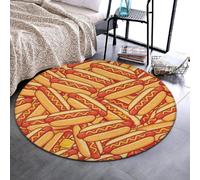 Anceky Universal Round Flannel Mat Non Slip Bottom Carpet, 24 in | Decorative, Army Military Camouflage Vietnam Tiger Stripe Camo, Printed, Comfortable Pad, for Bedroom Living Room