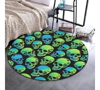 Anceky Universal Round Flannel Mat Non Slip Bottom Carpet, 24 in | Decorative, Army Military Camouflage Vietnam Tiger Stripe Camo, Printed, Comfortable Pad, for Bedroom Living Room