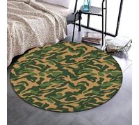 Anceky Universal Round Flannel Mat Non Slip Bottom Carpet, 24 in | Water Absorbent, Army Military Camouflage Vietnam Tiger Stripe Camo, Area Mat, for Bedroom Chair