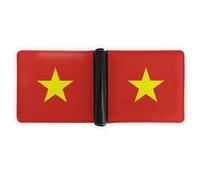 Anceky Vietnam Flag Wallet Foldable Patriotic Leather Purse with Card Holder for Men Women Travel