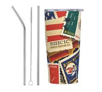 Anceky Vintage American Mexico Flag Stamp 20 Oz Stainless Steel Travel Mug Vacuum Insulated Tumbler Coffee Mugs for Car Office Gym
