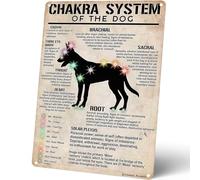 Anceky Vintage Chakra System of The Dog Dog Lovers Yoga Pet Shops Poster Metal Aluminium Tin Sign Wall Decor 5.5x8