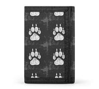 Anceky Vintage White Dog Paw Print on Retro Dirty Background Trifold Wallet, Stylish Purse with Keychain, Credit Pass Case Card-Holder for Crash Bills Receipts Women Men 5 x 3.3 x 0.2 Inch