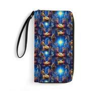 Anceky Water-Resistant Christmas Jesus Nativity Scene Leather Wallet, Smooth Zipper, Portable Rope, Ideal for Men with Money Clip