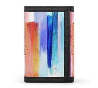 Anceky Watercolor Brush Strokes Red and Blue Palette Samples on White Trifold Wallet, Stylish Purse with Keychain, Credit Pass Case Card-Holder for Crash Bills Receipts Women Men 5 x 3.3 x 0.2 Inch