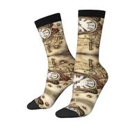 Anceky Watercolor Clockwork Belts Clock Adorable Antique Novelty Crew Socks for Men & Women