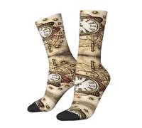 Anceky Watercolor Clockwork Belts Clock Adorable Antique Novelty Crew Socks for Men & Women