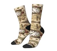Anceky Watercolor Clockwork Belts Clock Adorable Antique Novelty Crew Socks for Men & Women