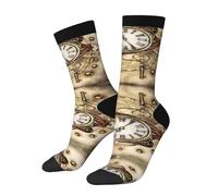 Anceky Watercolor Clockwork Belts Clock Adorable Antique Novelty Crew Socks for Men & Women