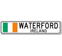 Anceky Waterford, Ireland - Irish Flag Street Sign - Metal Novelty Sign Pub and Bar Wall Decor - 4 x 16