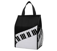 Anceky Waterproof Insulated Lunch Bag, Piano Keys, Portable Foldable Thermal Tote with Storage Pockets for Daily Use & Trips