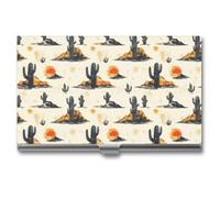 Anceky Western Mountains Desert Cactus Business Name Card Holder Men Women