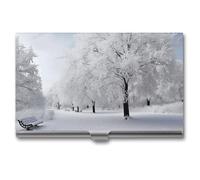 Anceky White Snow Tree Business Card Holder Slim Name Multi Wallet Credit Card ID Case for Men Women