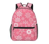 Anceky Winter Snowflakes Pink Travel Laptop Backpacks Lightweight Daypack Large Capacity Rucksack Notebook Bags Business Work Bag for Yoga Beach Hiking