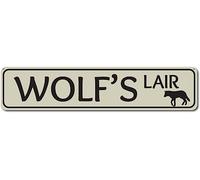 Anceky Wolf's Lair Funny Novelty Metal Tin Sign Retro Wall Decor for Home Gate Garden Bars Restaurants Cafes Office Store Pubs Club Vintage Gift 4"x 16"
